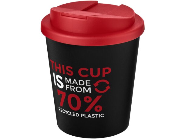 Vaso reciclado de 250 ml con tapa antigoteo Americano® Espresso Eco Negro intenso/rojo detalle 4