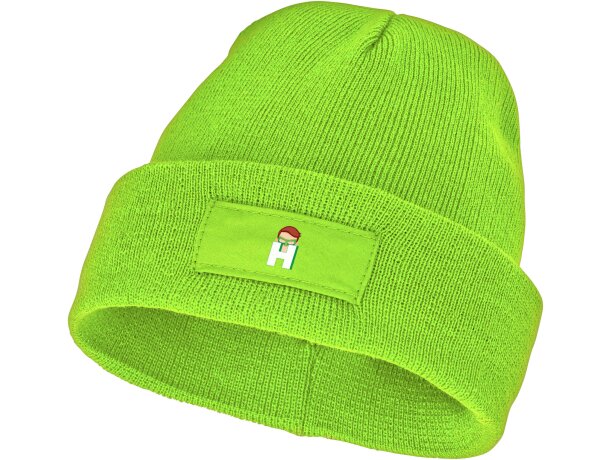 Gorro de lana con parche Boreas Verde manzana detalle 40