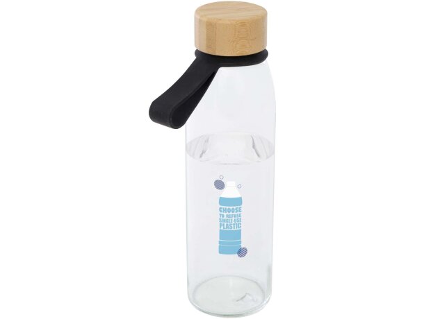Botella de cristal Porto 500 ml con tapa de bambú Negro intenso detalle 5