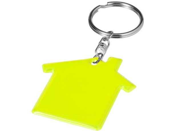 Llavero con forma de casa de colores personalizado amarillo neón Llavero con forma de casa de colores personalizado amarillo neón