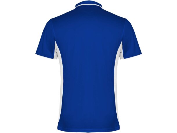 Polo deportivo unisex manga corta Roly Montmelo transpirable Azul real/blanco detalle 6