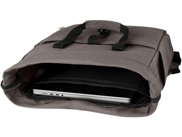 Mochila enrollable Joey lona reciclada GRS para portátil 15? Gris detalle 28