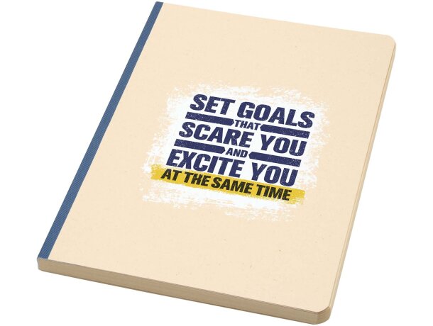 Libreta A5 tapa blanda Liliana papel caña azúcar y RPET Azul océano detalle 5