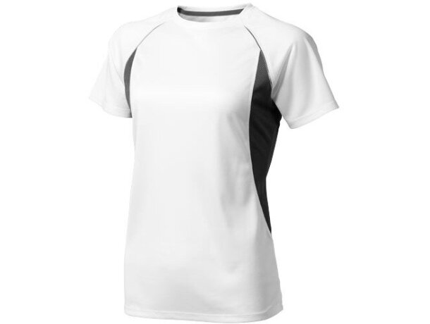 Camiseta técnica de manga corta blanca detalles de color de mujer blanca
