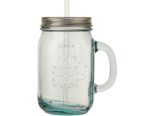 Taza de vidrio reciclado con pajita Juggo Transparente claro detalle 2