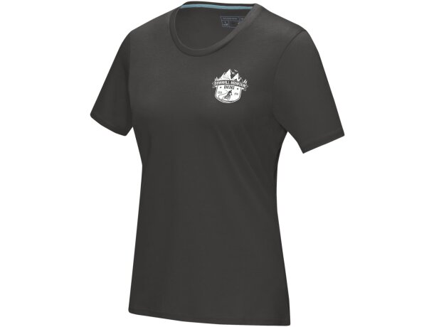 Camiseta orgánica GOTS de manga corta para mujer Azurite Gris tormenta detalle 17