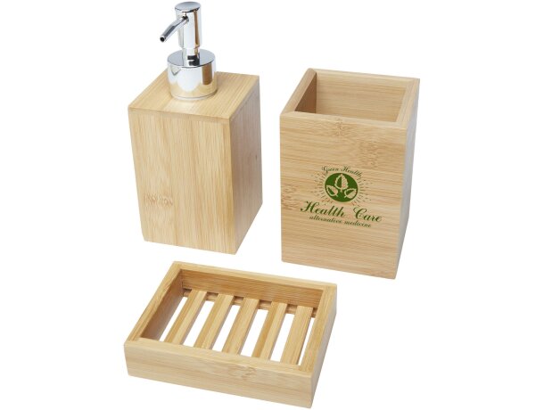 Set de baño de bambú de 3 piezas Hedon Natural detalle 1