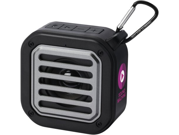 Altavoz solar Bluetooth IPX5 de 3W con mosquetón Solo Negro intenso detalle 1