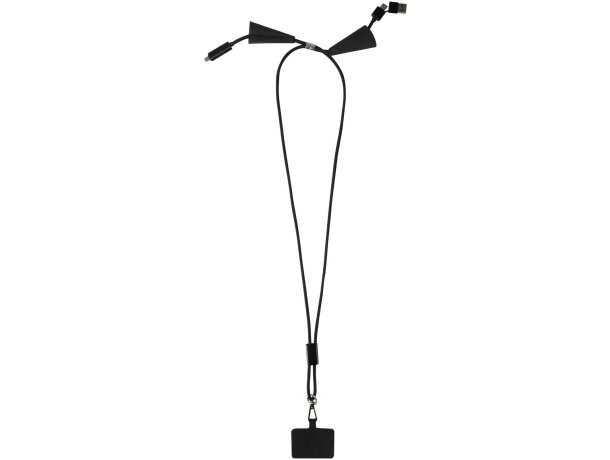 Lanyard de plástico reciclado para smartphone Funi Negro intenso detalle 5