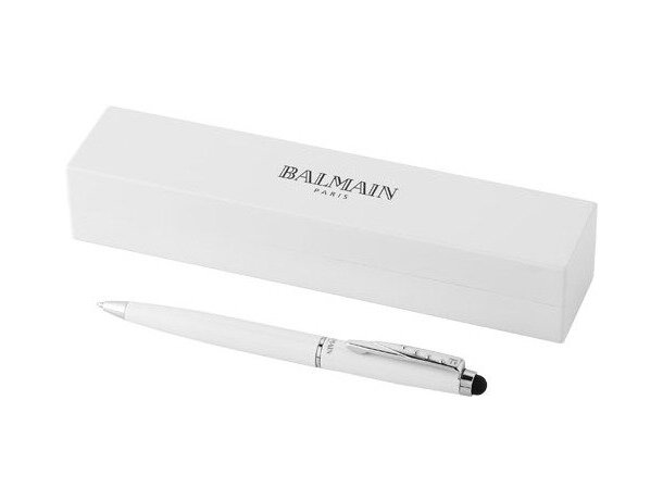 Bolígrafo de metal con puntero para tablet en estuche personalizado blanco Bolígrafo de metal con puntero para tablet en estuche personalizado blanco