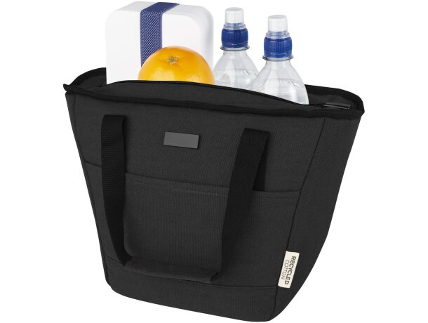 Bolsa térmica Joey 6L algodón reciclado certificado GRS Negro intenso detalle 4