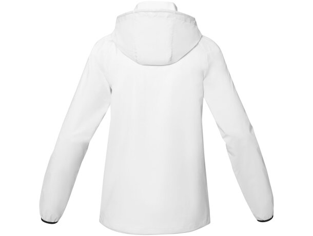 Chaqueta ligera impermeable mujer Dinlas con capucha enrollable Blanco detalle 3