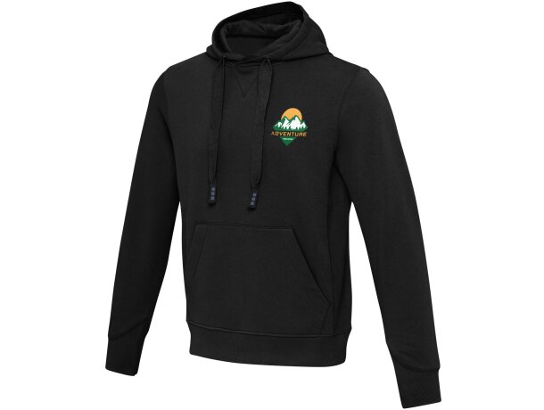 Sudadera con capucha unisex Laguna algodón BCI y poliéster Negro intenso detalle 25