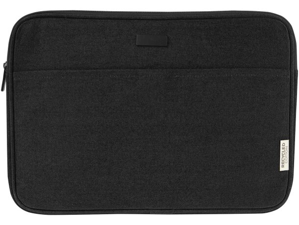 Funda para portátil de 14 pulgadas Joey de lona reciclada GRS Negro intenso detalle 2
