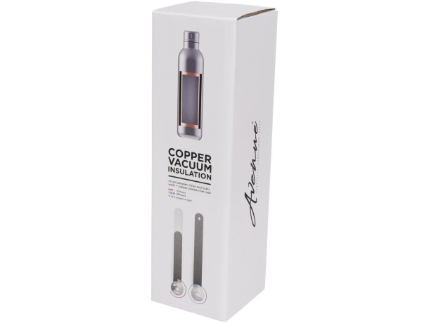 Botella termo con logo con tapa de rosca en acero inoxidable Thor Gris detalle 25