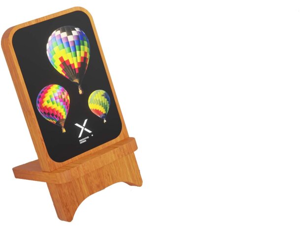 Cargador inalámbrico de madera SCX.design W16 con logo luminoso Madera detalle 4