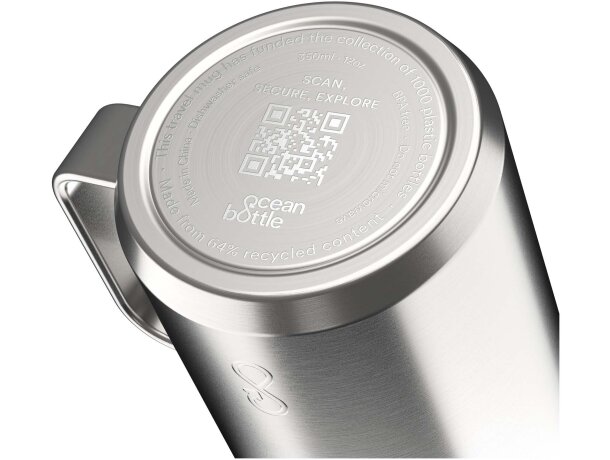 Taza Ocean Bottle 350ml acero reciclado con asa ergonómica Gris acero inoxidable detalle 11