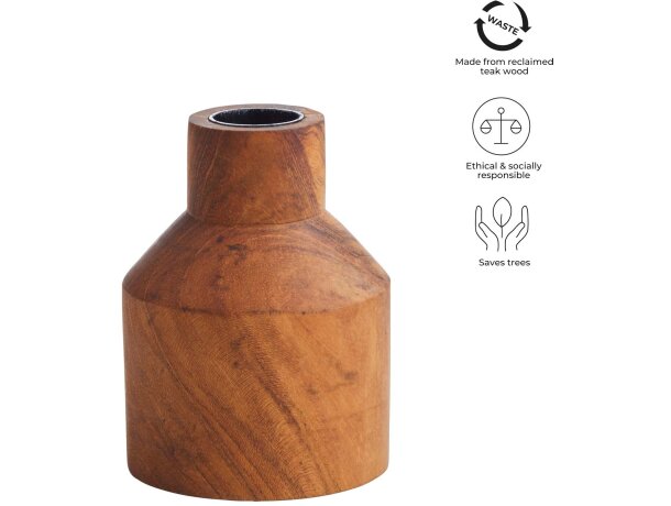 Portavelas artesanal en raíz de teca reciclada Originalhome Madera detalle 2