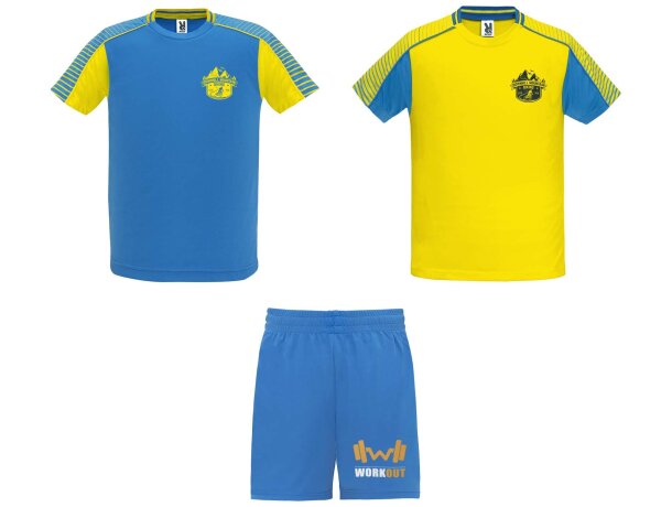 Conjunto deportivo unisex Juve Roly en poliéster transpirable Amarillo/azul real detalle 4