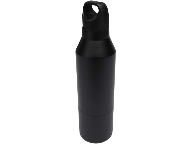 Botella isotérmica acero reciclado Odessy con vaso extraíble Negro intenso detalle 5