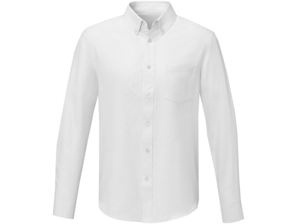Camisa manga larga hombre Pollux Oxford CVC personalizable Blanco detalle 2