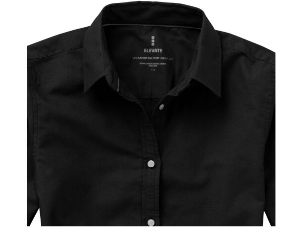 Camisa Oxford manga larga mujer Vaillant algodón 142 g/m² Negro intenso detalle 25