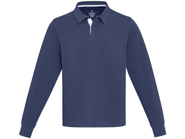 Sudadera polo rugby unisex Clyde algodón orgánico 280 g/m² Azul marino detalle 9