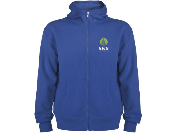 Sudadera con capucha y cremallera Montblanc Roly unisex Azul real detalle 6