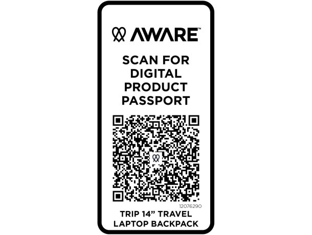 Mochila reciclada de viaje Trip Aware para portátil de 14 Negro intenso detalle 6