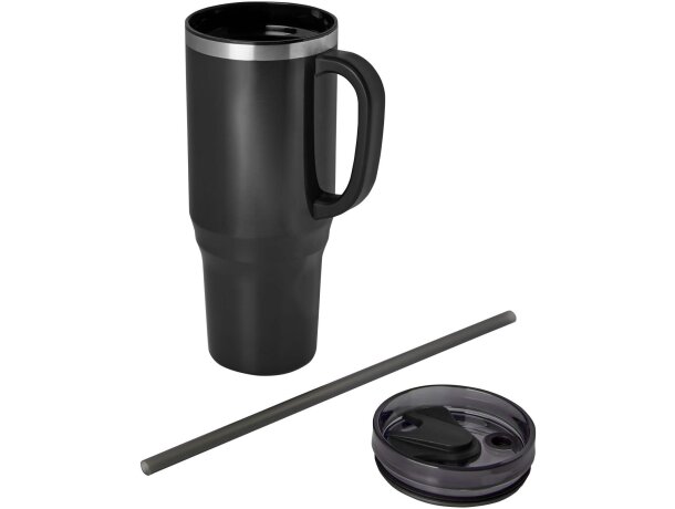 Vaso térmico con pajita Melbourne 1200ml acero reciclado Negro intenso detalle 21