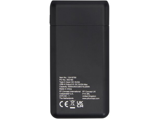 Batería externa 5000 mAh Odyssey con doble salida USB Negro intenso detalle 12