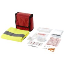 Botiquín de primeros auxilios con 18 piezas y chaleco reflectante personalizado rojo Botiquín de primeros auxilios con 18 piezas y chaleco reflectante personalizado rojo