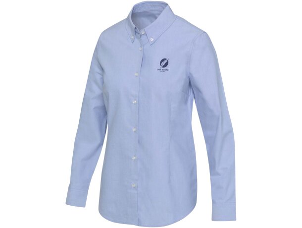 Camisa oxford mujer Sphene algodón BCI certificado Azul claro detalle 1