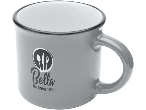 Taza cerámica Bari 240 ml diseño vintage acabado brillante Gris detalle 13