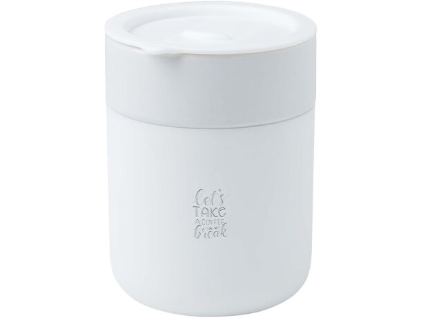 Vaso de cerámica Java 330ml con tapa antiderrames Blanco detalle 6