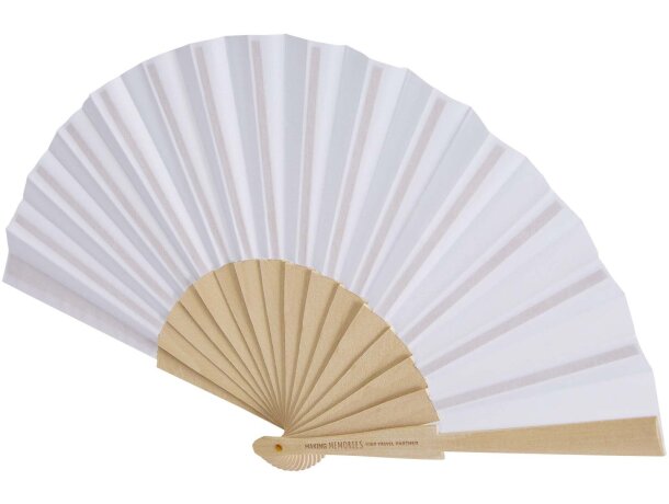 Abanico Manuela de madera y poliéster personalizable Blanco detalle 1