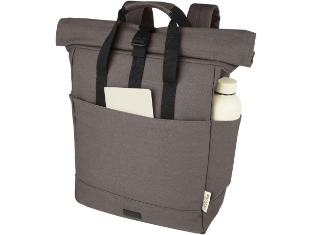 Mochila enrollable Joey lona reciclada GRS para portátil 15? Gris detalle 27
