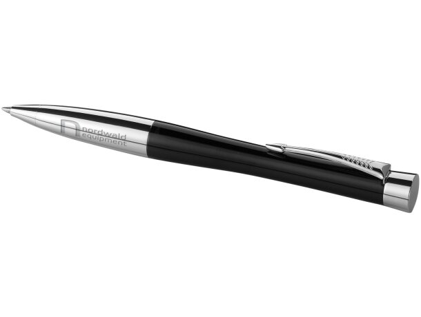 Estuche con bolígrafo ergonómico elegante Negro intenso/plateado detalle 1