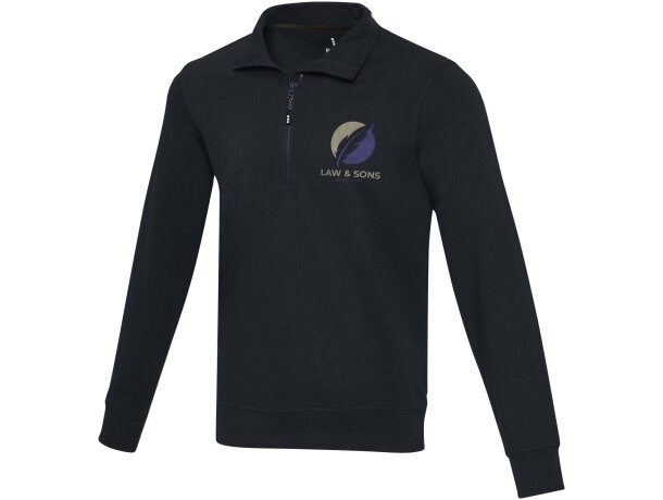 Sudadera reciclada unisex con cremallera 1/4 Aware™ Tin Azul marino detalle 7