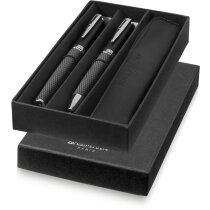 conjunto elegante de bolígrafo con roller fabricado en metal personalizado negro intenso conjunto elegante de bolígrafo con roller fabricado en metal personalizado negro intenso