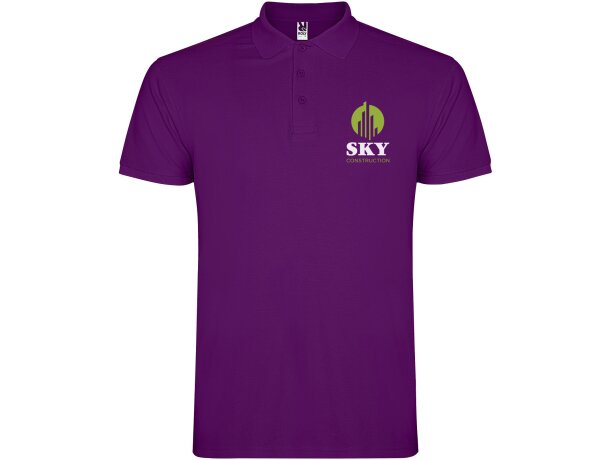 Polo manga corta hombre Star Roly 100% algodón piqué 200 g/m² Morado detalle 93