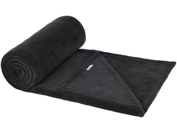 Manta polar coral Lily de RPET certificada GRS con funda Negro intenso detalle 13