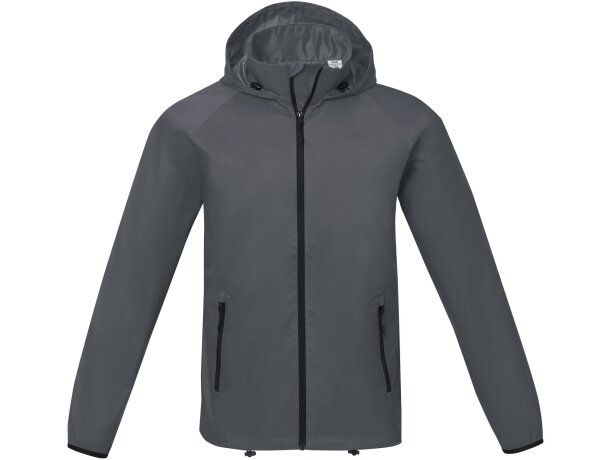 Chaqueta ligera impermeable hombre Dinlas con capucha enrollable Gris tormenta detalle 17