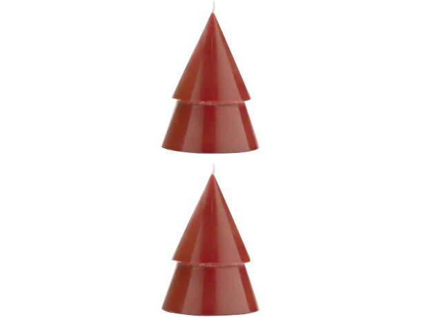 Set 2 velas árbol navidad cera palmiste comercio justo Rojo detalle 3