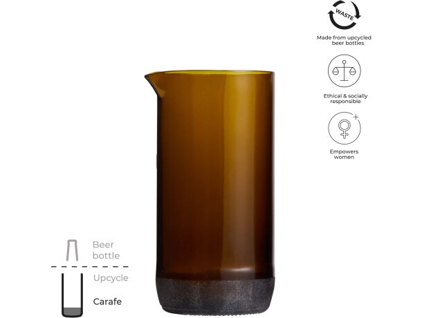 Jarra Originalhome vidrio reciclado 430ml acabado artesanal Marrón detalle 2