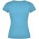 Camiseta cuello pico mujer Roly Victoria algodón 155 g/m² Azul turquesa detalle 12