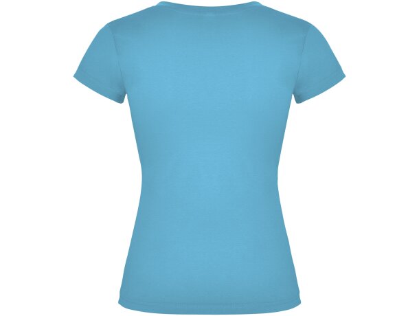 Camiseta cuello pico mujer Roly Victoria algodón 155 g/m² Azul turquesa detalle 12