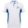 Polo deportivo unisex manga corta Roly Montmelo transpirable Blanco/azul real detalle 21