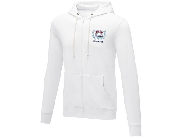 Sudadera con capucha y cremallera completa hombre Theron Blanco detalle 1