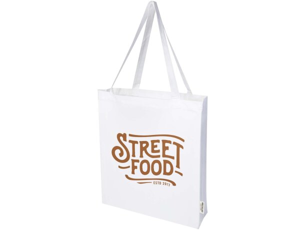 Bolsa tote con refuerzos algodón reciclado certificado GRS Madras Blanco detalle 26